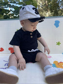 Boys Knitted Short Sleeve Romper Bodysuit and Shorts Co-Ord