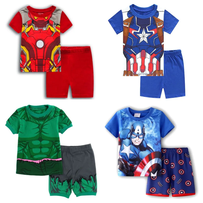 Boys Girl Superhero Short sleeved T-Shirt And Pants Pijamas Co-Ord