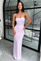 Women's Strapless Backless Lace-up Off-shoulder Bodycon Long Maxi Dress