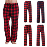 Men Home Wear Straght Casual Business Pants Cotton Super Soft Men Jogger Sweatpants Flannel Plaid Pajama Pencil Pants Red