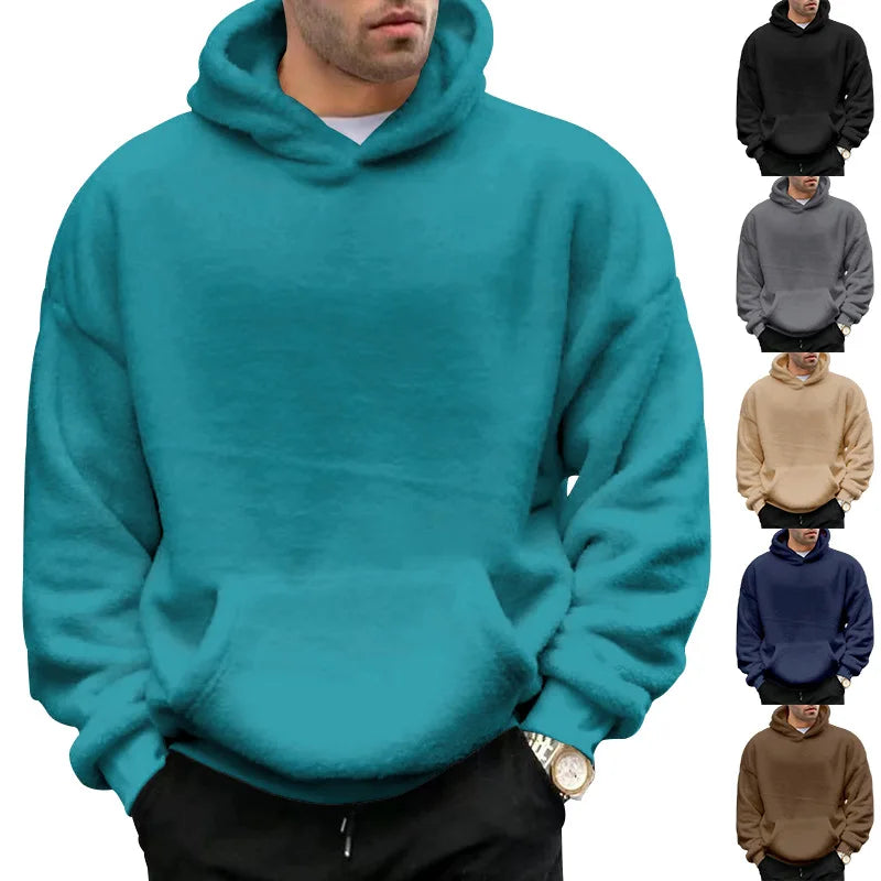 Men's Double-sided Velvet Hooded Wool Pullover Jumper