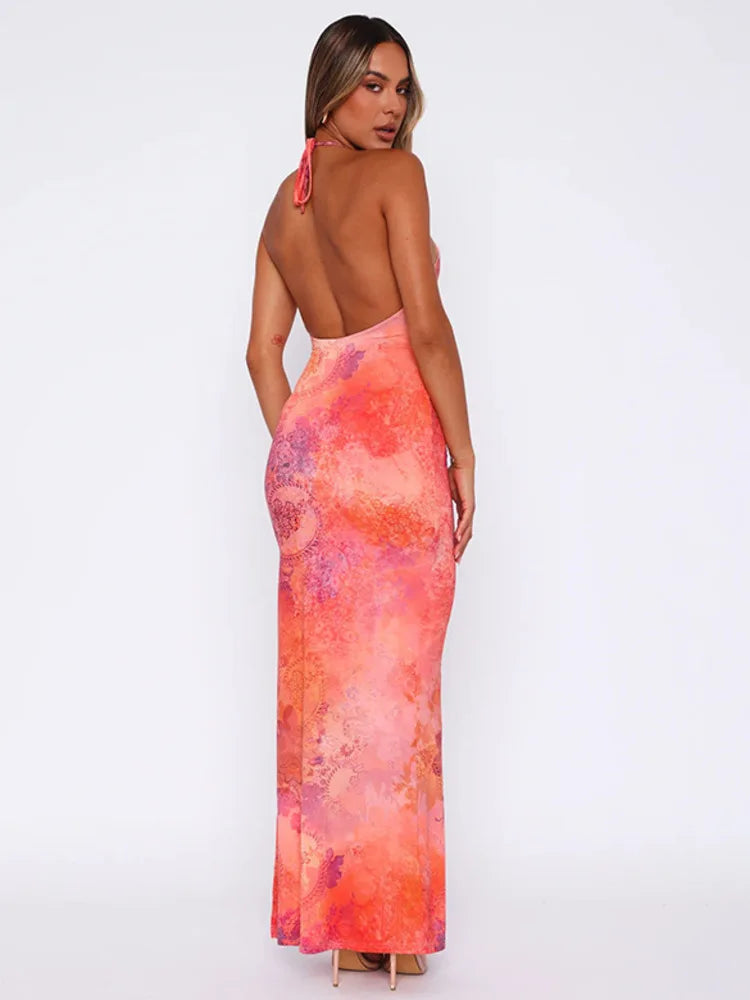 Women's Robe Sleeveless Backless High Split Long Dress