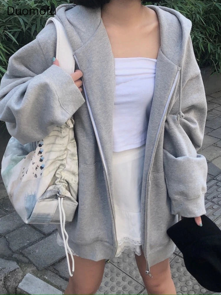 Oversized Zip Up Hooded Jacket