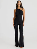 women's Halter Lace Up Irregular Split Jumpsuit