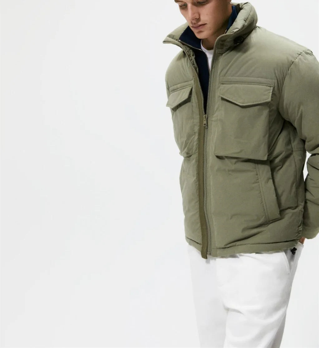 Men's Cargo Stand-up Collar Padded Jacket