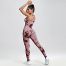 Women's Seamless Tie Dye Yoga Set - Push Up Bra and High Waist Pants