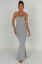 Women's Thickened Fabric Sleeveless Spaghetti Strap Backless Bodycon Maxi Dress