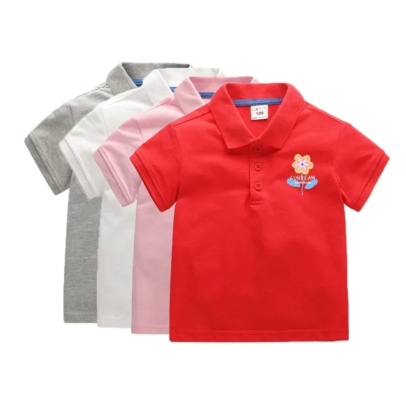 Children’s Solid Collar Embroidered T-shirt