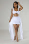 Women's Crop Top + Ruffles Side Stacked Ruched Bodycon  2 Piece Sets