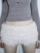 Women's Faux Fur Solid Knitted Short Chic Low Waist Skirt