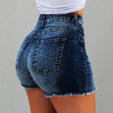 Hot Selling Women's Denim Shorts with Tassels and Holes, High Waisted Jeans  Slouchy Jeans