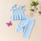 Girls Solid Color Sleeveless Camisole Top and Elastic Pants Co-Ord