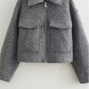 Women's Cropped Tweed Zip Crop Jacket