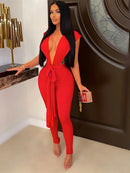 Women's V-neck Skinny Jumpsuit