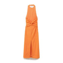 Women's Halter Backless Split Cross Waist A-line Orange Dress