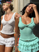 Women See Through Hottie Solid Chic Top And Skirt Sets