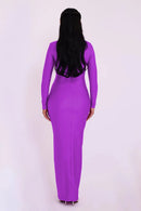 Women's Hollow Out Long Sleeve Solid Color Slim Fit Cut Out Maxi Dress