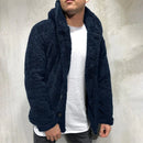 Men's Fleece Solid Color Fluffy Long Sleeve Button Hooded Jacket