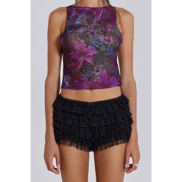 Women's Low Waist Layered Mesh Short