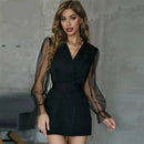 Women's Mesh Sleeve Coat Dress With Belt