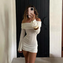 Women's Off Shoulder Backless  Long Sleeve Bodycon Mini Dress