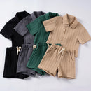 Boys Lapel Short Sleeve Shirt  And Shorts Co-Ord