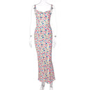 Long Floral Backless Slimming Dress