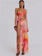 Women’s Tie-dye Print Hollow Out Backless Long Dress