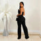 Women's Elegant Button Strapless Sleeveless Irregular Jumpsuits