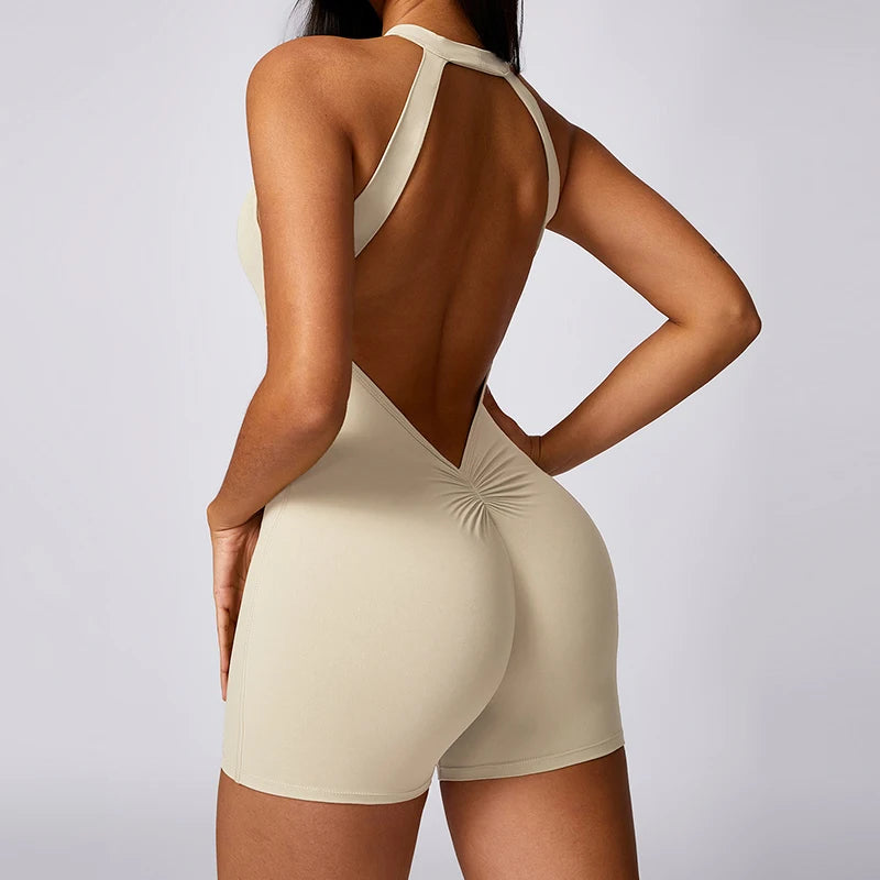 Women Backless Sports Short Rompers