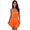 Women's Short Orange Tube Pleated Empire Waist Mini Dress