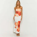 Women's Flower Printed Floor Length Long Dress