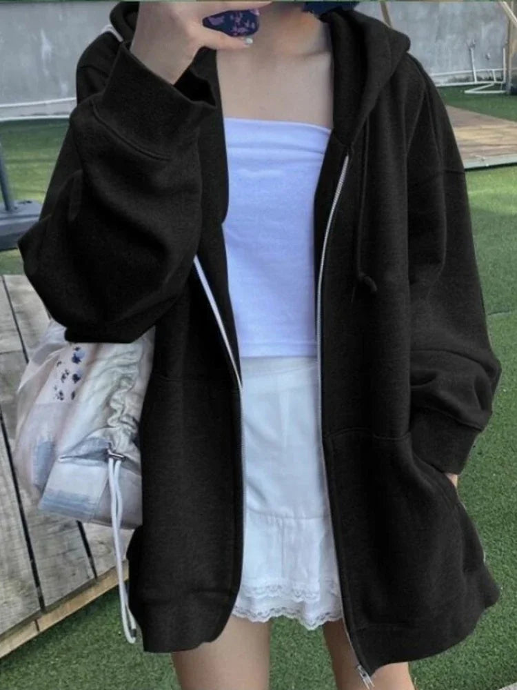 Oversized Zip Up Hooded Jacket