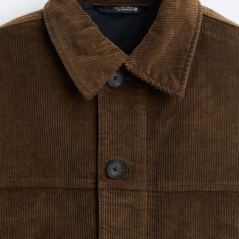 Men's Corduroy Pocket Cargo Lapel Collar Cotton Jacket