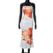 Women's Flower Printed Floor Length Long Dress