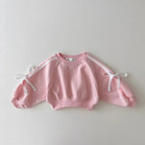 2024 Spring New Children Long Sleeve Sports Set Baby Girl Cute Bow Sweatshirt + Pants 2pcs Suit Toddler Versatile Casual Outfits