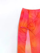 Women's Orange Tie Dye Halter Bandage Cross Push Up Skirt 3 Piece Cover Up