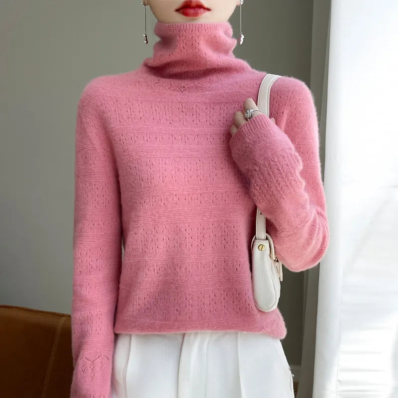 Wool Turtleneck Long Sleeve Sweater