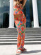 Women’s Floral Print Top and Bodycon Long Skirt Sets