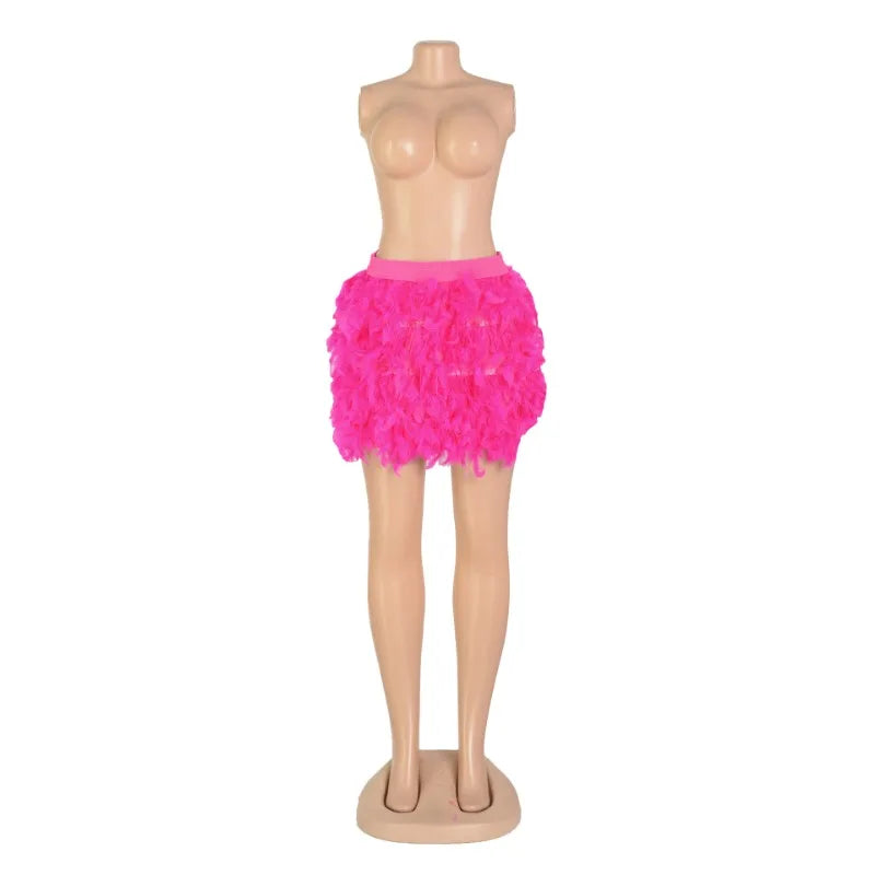 Women's Elastic Waist Fluffy Skirt