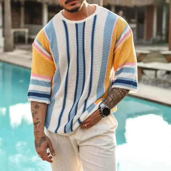 Men's Loose Fit Striped Knit Sweater