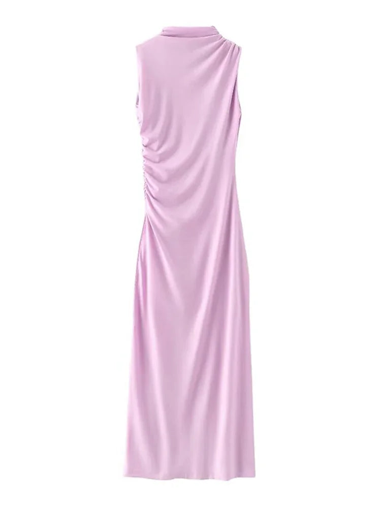 Women's Solid Color Pleated Bodycon Maxi