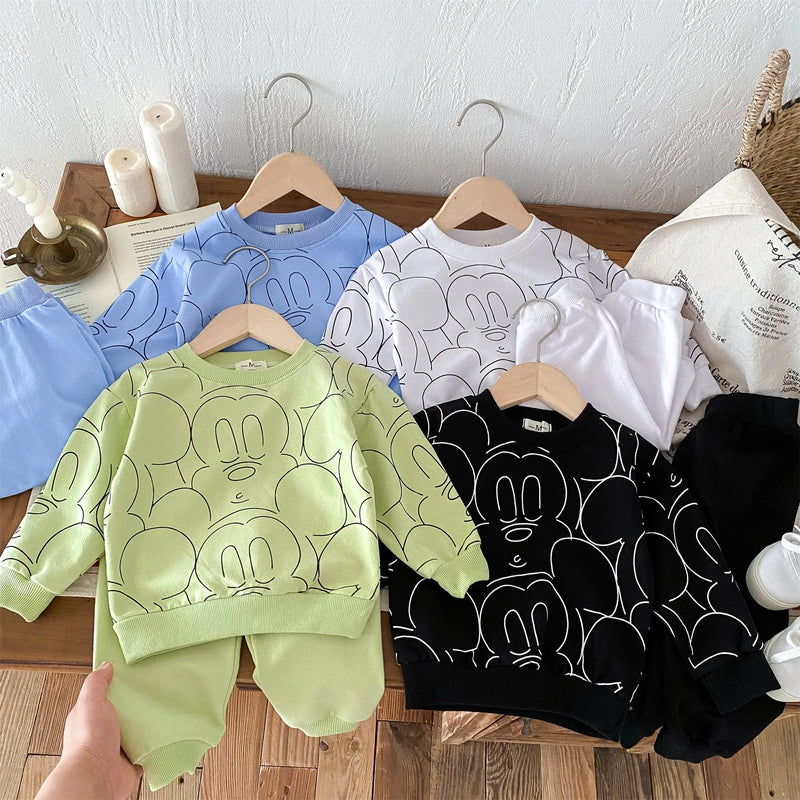 Girls Boys Printed Cartoon Long Sleeved Tops And Pants Co-Ord