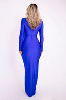 Women's Hollow Out Long Sleeve Solid Color Slim Fit Cut Out Maxi Dress