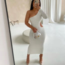 Women’s One Shoulder Hollow Out Asymmetrical Bodycon Dress