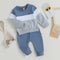 Boys Contrast Color Long Sleeve Sweatshirt and Elastic Pants Co-Ord