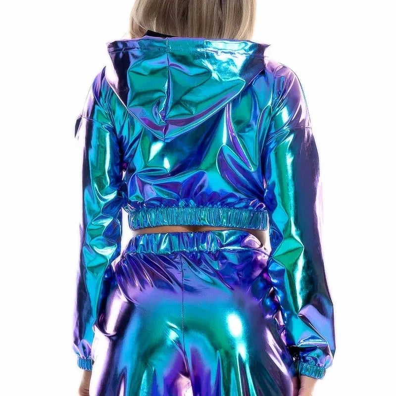 Cropped Holographic Hoodie