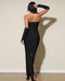 Women's Black Strapless Beaded  Ankle Length Dress