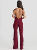 women's Halter Lace Up Irregular Split Jumpsuit