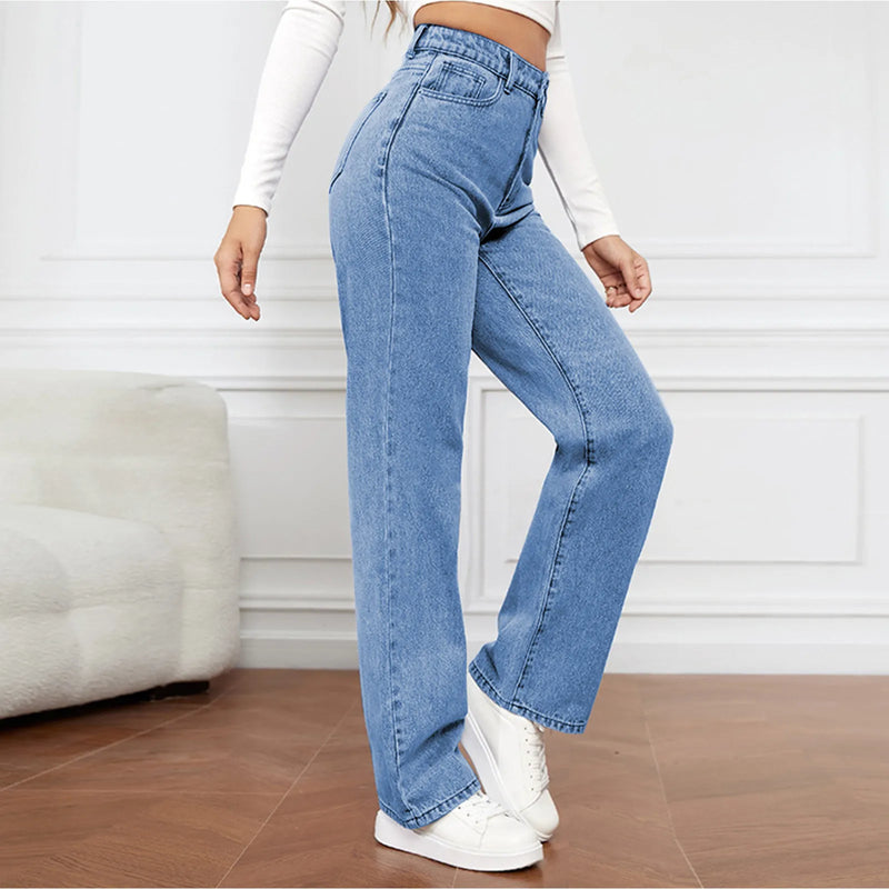 Women High Waisted Straight And Wide Leg Jeans